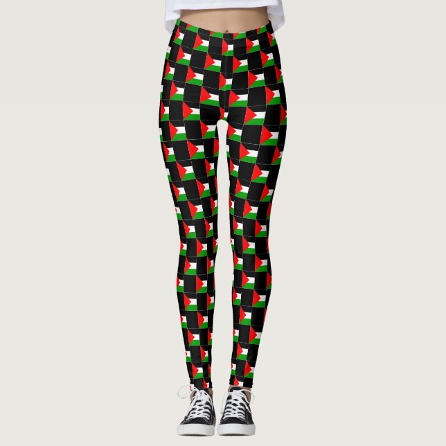Kontrollerad Palestina Flagga Mönster Leggings (Framsida)
