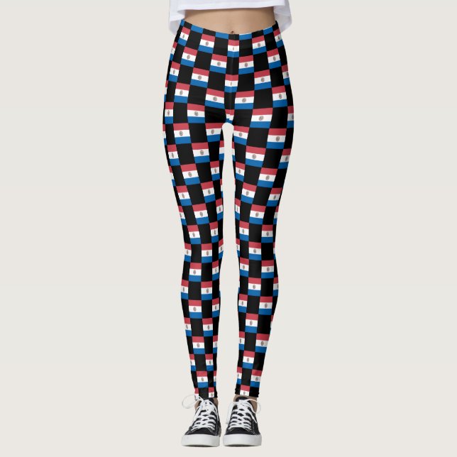 Kontrollerad Paraguay Flagga Mönster Leggings (Framsida)