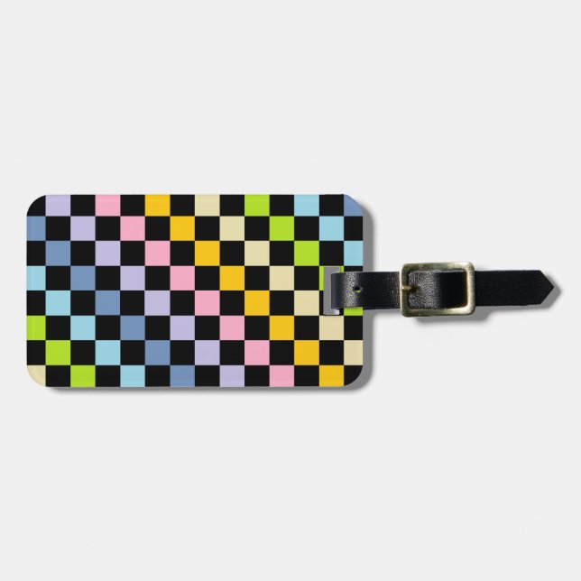 Kontrollerad Pastel Rainbow Black Bagagebricka (Horisontell Framsida)