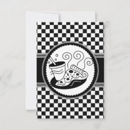 Kontrollerad Pizza-Party Svartvit Mönster Inbjudningar