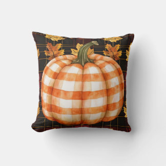 Kontrollerad Pumpkin på Höst löv Pillow Kudde
