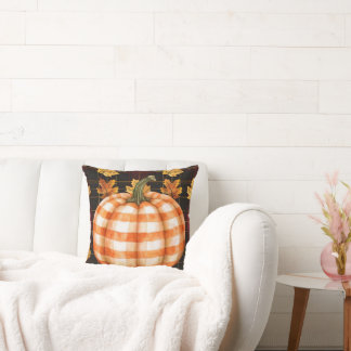 Kontrollerad Pumpkin på Höst löv Pillow Kudde