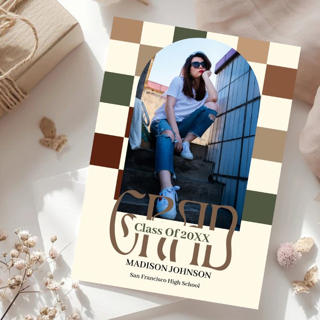 Kontrollerad Retro Grad 25 Arch Photo Studenten Inbjudningar (Skapare uppladdad)