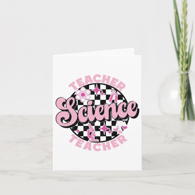 Kontrollerad Retro Rosa Back to school Science Tea Kort (Framsida)
