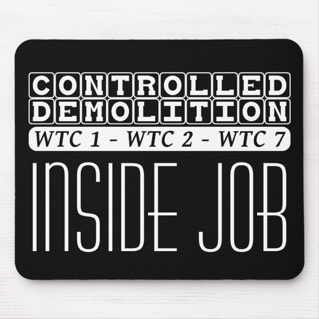 Kontrollerad rivning WTC-komplex Inside Job svart Musmatta (Framsidan)