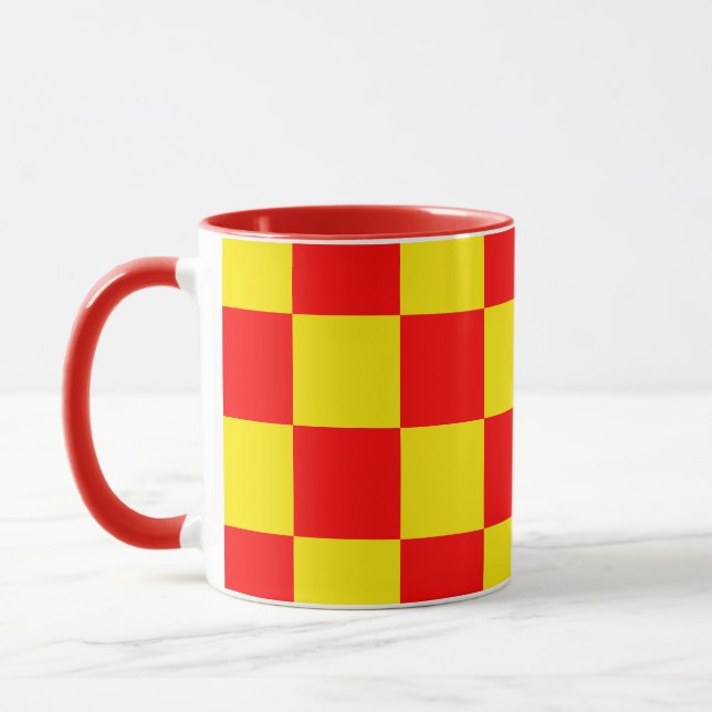 Kontrollerad röd Gult Mönster-design Mugg (Vänster)