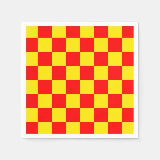 Kontrollerad röd Gult Mönster-design Pappersservett (Framsidan)