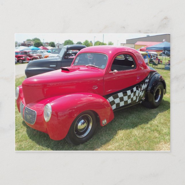 Kontrollerad röd Hot rod Vykort (Framsida)