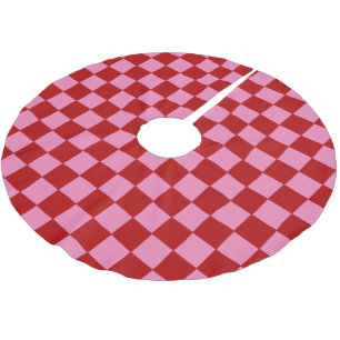 Kontrollerad röd och Shock rosa Julgransmatta Borstad Polyester