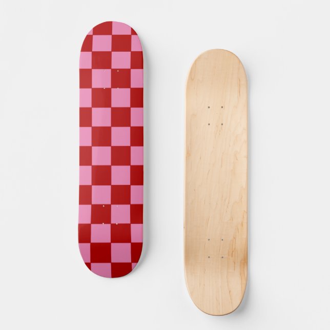 Kontrollerad röd och Shock rosa Mini Skateboard Bräda 18,5 Cm (Framsida)