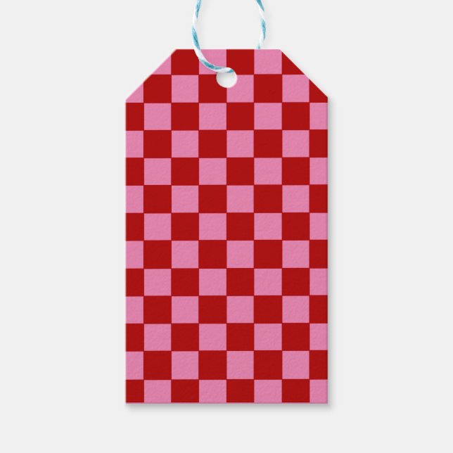 Kontrollerad röd och Shock rosa Presentetikett (Framsidan)