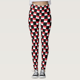 Kontrollerad Singapore Flagga Mönster Leggings