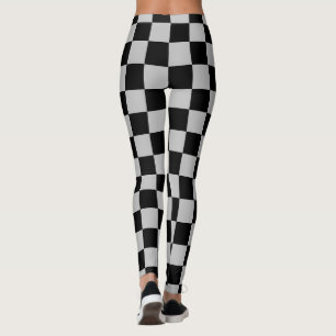 Kontrollerad svart & grå pläd leggings