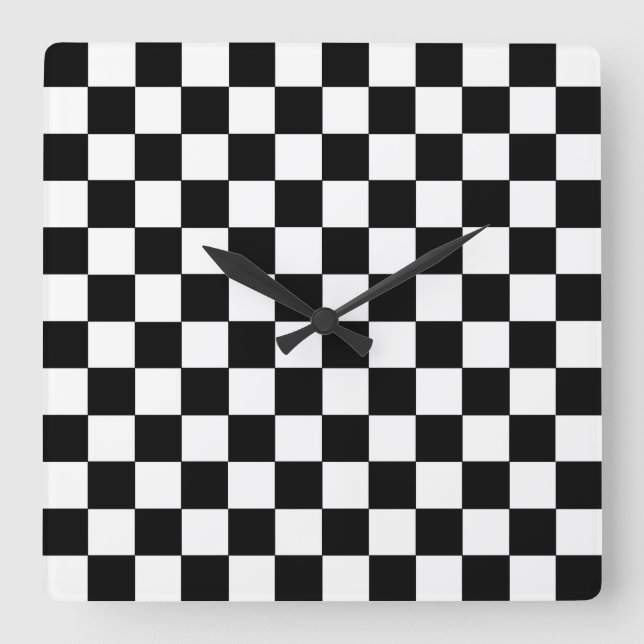 Kontrollerad svartvitt fyrkantig klocka (Framsida)