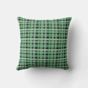 Kontrollerad Tartan Grönt Rand på svart Kudde