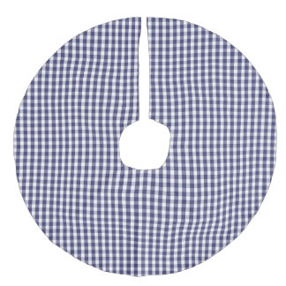 Kontrollerad USA flaggablått- och vitGingham Julgransmatta Fusklinne