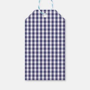 Kontrollerad USA flaggablått- och vitGingham Presentetikett
