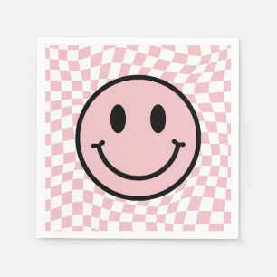 Kontrollerad Vågigt Rosa Preppy Smile Birthday Pappersservett