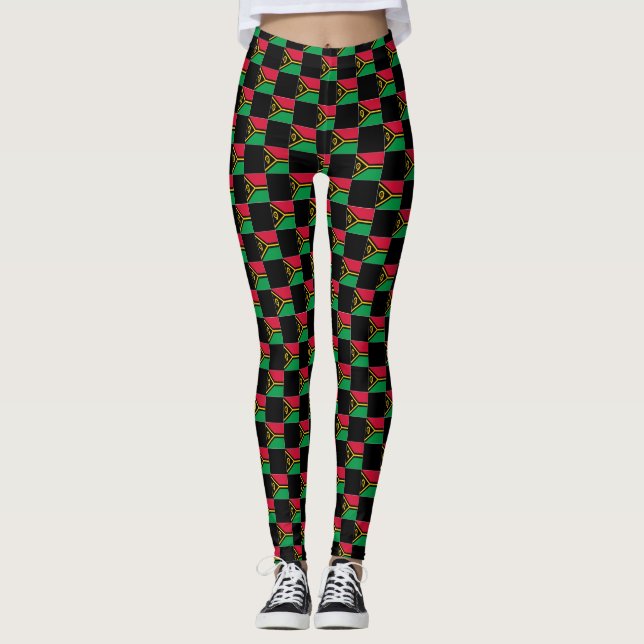 Kontrollerad Vanuatu Flagga Mönster Leggings (Framsida)