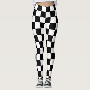 Kontrollerad vit och svart leggings
