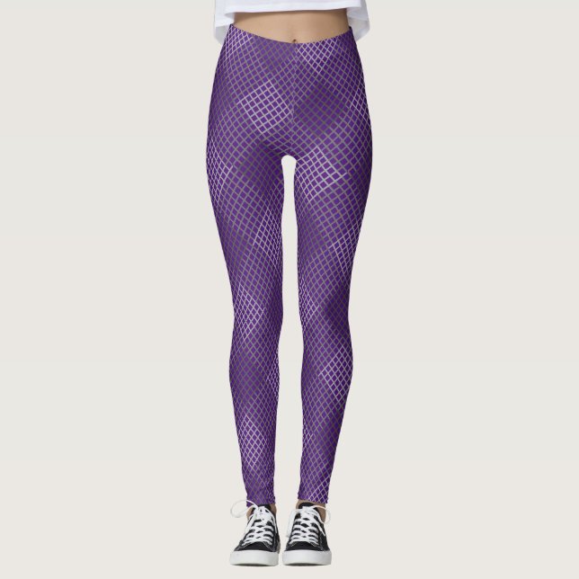 Kontrollerade 2 ton mönster diagonal b Lila Leggin Leggings (Framsida)