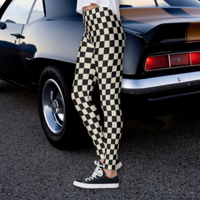 Kontrollerade Black and Beige Leggings (Skapare uppladdad)