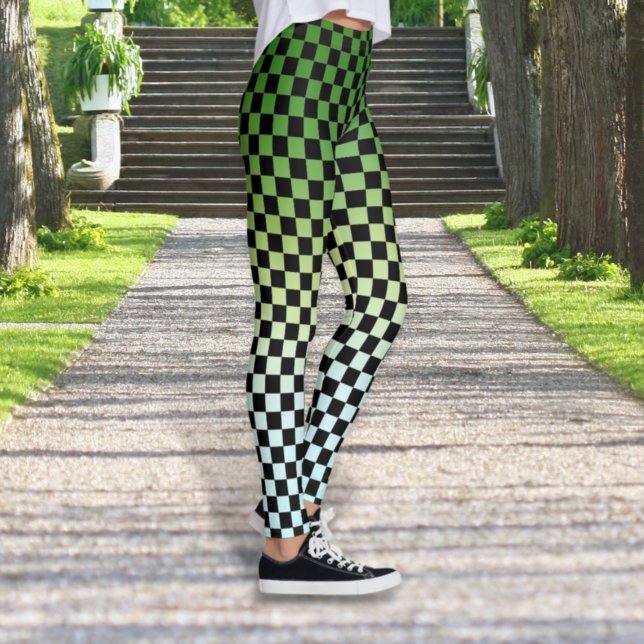 Kontrollerade Grönt Tona Sunset Leggings (Skapare uppladdad)