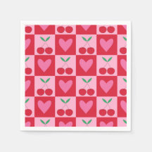 Kontrollerade körsbär med Rosa Hearts Mönster