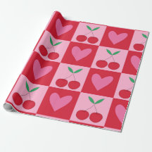 Kontrollerade körsbär med Rosa Hearts Mönster