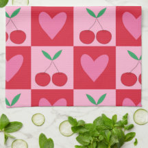 Kontrollerade körsbär och Rosa Hearts Mönster