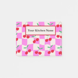 Kontrollerade körsbär på anpassningsbarna Rosa Che Post-it Block