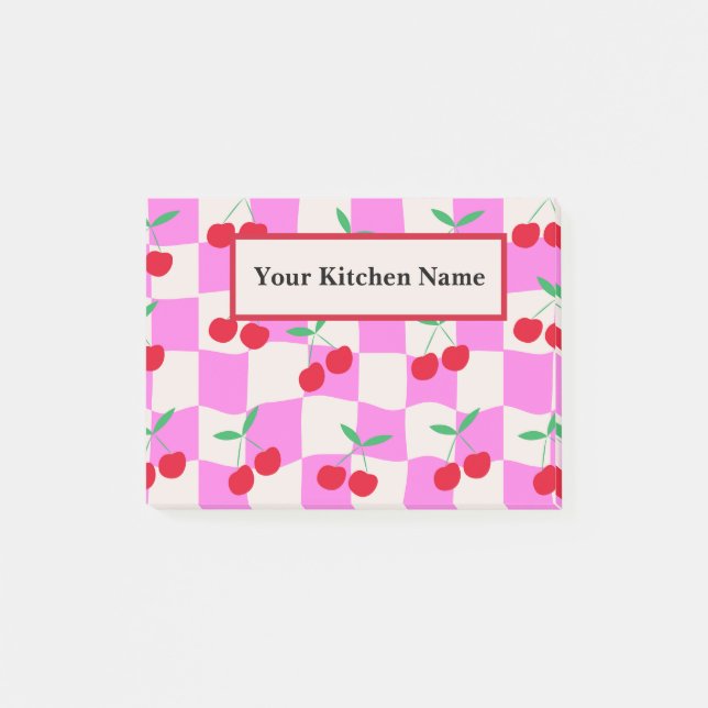Kontrollerade körsbär på anpassningsbarna Rosa Che Post-it Block (Framsida)