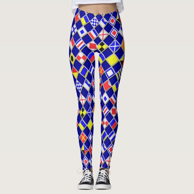 Kontrollerade marinblåsor för Nautical Signal Flag Leggings (Framsida)