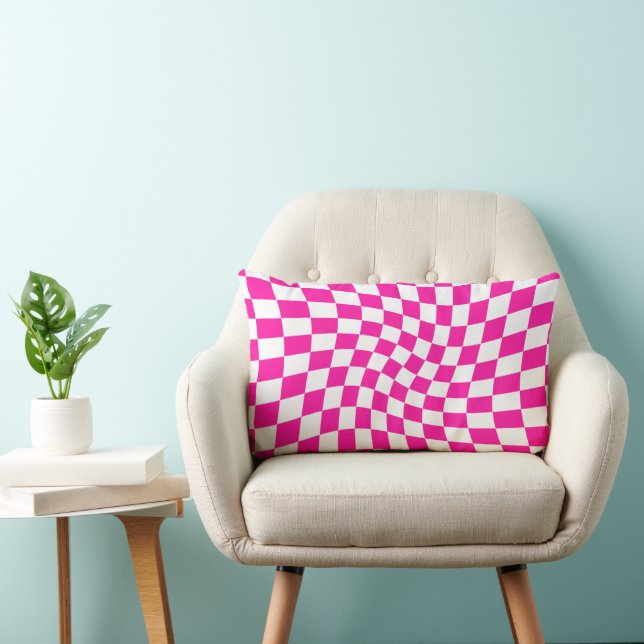 Kontrollerade Retro Dorm Shock rosa Warpe-kontroll Lumbarkudde (Stol)