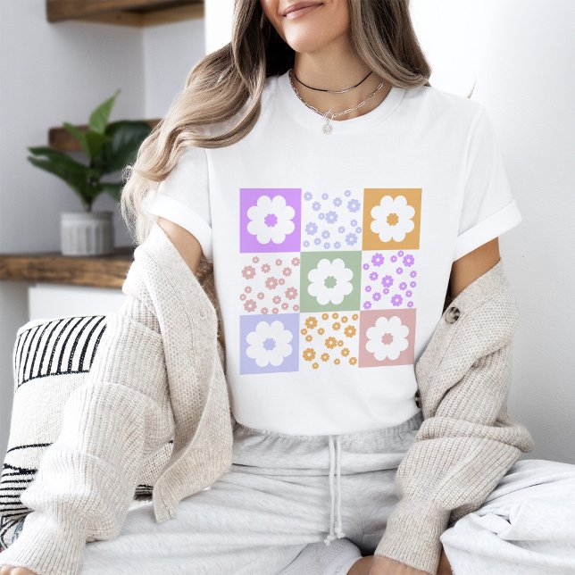Kontrollerade Retro Flowers T Shirt (Skapare uppladdad)