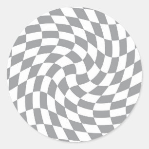 Kontrollerade Retro Grått White Pastel Warpe-kontr Runt Klistermärke