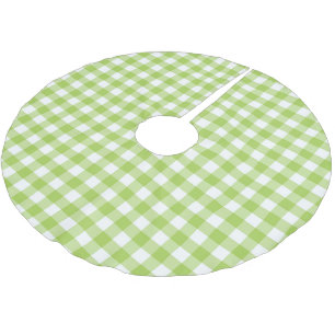 Kontrollerade Retro Grönt Gingham Packs-kontroller Julgransmatta Borstad Polyester