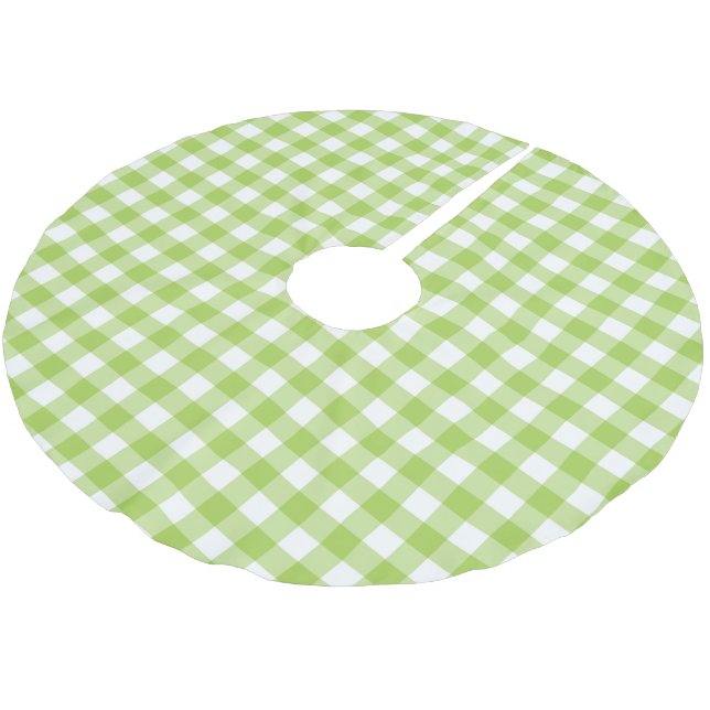 Kontrollerade Retro Grönt Gingham Packs-kontroller Julgransmatta Borstad Polyester (Vinklad)