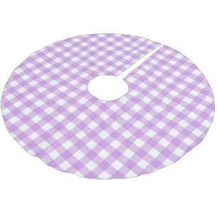 Kontrollerade Retro Lilac Gingham-kontroller Julgransmatta Borstad Polyester
