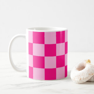 Kontrollerade rutor, ljusa geometriska shock rosa kaffemugg