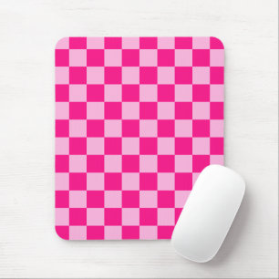 Kontrollerade rutor, ljusa geometriska shock rosa musmatta