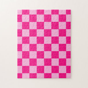 Kontrollerade rutor, ljusa geometriska shock rosa pussel