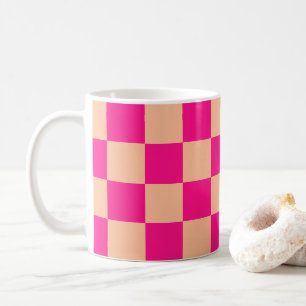 Kontrollerade rutor persienn shock rosa geometrisk kaffemugg