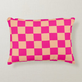 Kontrollerade rutor persienn shock rosa geometrisk prydnadskudde