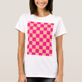 Kontrollerade rutor persienn shock rosa geometrisk t shirt