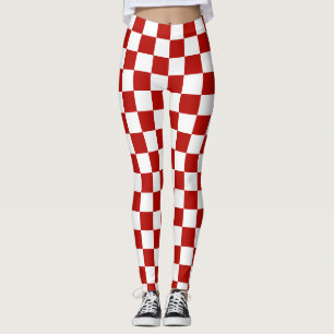 Kontrollerade rutor, röd vit geometrisk reflektor leggings