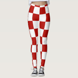 Kontrollerade rutor, röd vit geometrisk reflektor leggings