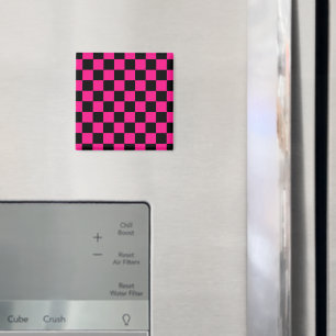 Kontrollerade rutor, shock rosa, svart geometrisk magnet