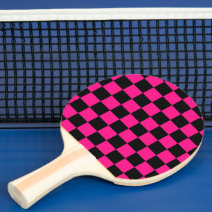 Kontrollerade rutor, shock rosa, svart geometrisk pingisracket