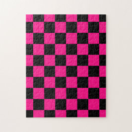 Kontrollerade rutor, shock rosa, svart geometrisk pussel